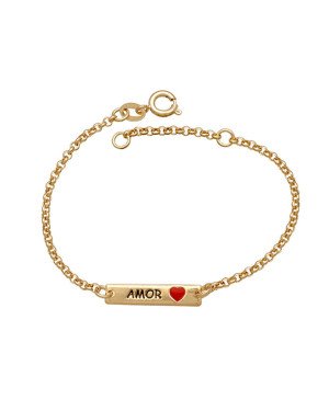 Pulseira c/ Along p/ Placa Est. Amor e Coracao  (Resina) - CE - 4mm x 140mm - 1.80gr