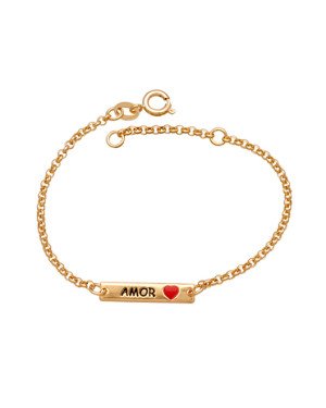 Pulseira c/ Along p/ Placa Est.  Amor e Coracao  (Resina) - CE - 4mm x 160mm - 1.90gr