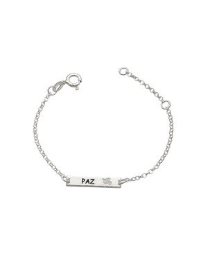 Pulseira AG Placa Est. Paz e Espirito Santo (Resina) c/ Along - G5 - 4mm x 140mm - 1.58gr