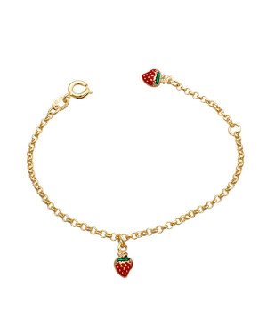 Pulseira c/ 2 Moranguinhos c/ Resina Along 2cm - CS - 6mm x 140mm - 1.83gr
