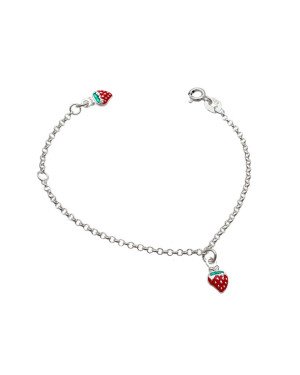 Pulseira AG c/ 2 Moranguinhos c/ Resina Along 2cm - G6 - 14mm x 150mm - 1.39gr