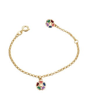 Pulseira c/ 2 Rosinhas c/ Resina Along 2cm - CS - 7mm x 140mm - 1.85gr