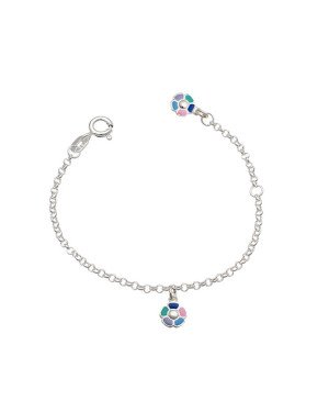 Pulseira AG c/ 2 Rosinhas c/ Resina Along 2cm (flor) - G5 - 12mm x 150mm - 1.46gr