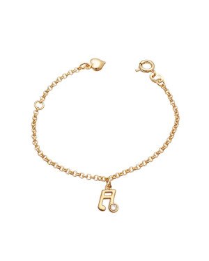 Pulseira Nota Musical p/ Pedra Chaton Along 2cm c/ Coracao Dp  - CS - 8mm x 140mm - 1.57gr