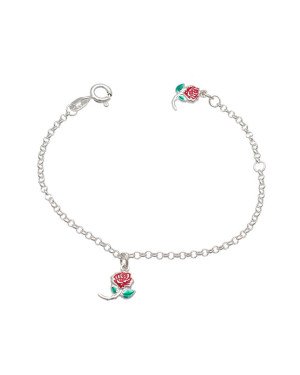 Pulseira AG c/ 2 Rosas c/ Resina  Along 2cm  - G6 - 7mm x 140mm - 1.50gr