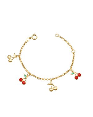 Pulseira c/ 2 Cereja Lisa 2 Cereja c/ Resina  Along 2cm  - CS - 8mm x 140mm - 1.90gr