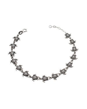 Pulseira AG (Envelhecida) 18cm c/ 15 Tartaruga Marinha 8mm - G3 - 9mm x 180mm - 5.13gr