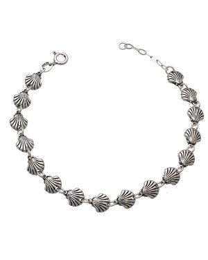 Pulseira AG (Envelhecida) 18cm c/ 16 Concha 8mm - G3 - 7mm x 180mm - 5.77gr