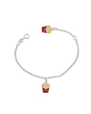 Pulseira AG c/ 2 Batata Frita c/ Resina (Amarelo/Vermelho) - G6 - 8mm x 140mm - 1.81gr