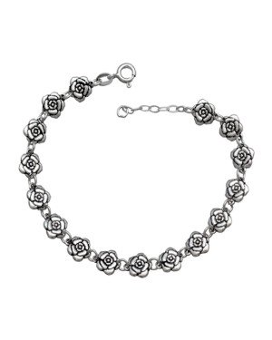 Pulseira AG (Envelhecida) c/ 16 Camelia 7,5mm Along 2cm - G3 - 8mm x 200mm - 6.35gr