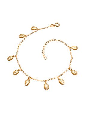 Pulseira 18cm + 2cm Along c/ 9 Buzios 8mm  - CE - 6mm x 200mm - 3.20gr