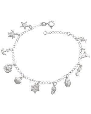 Pulseira AG c/ 11 Acessorios do Mar (18+2cm) - G3 - 8mm x 200mm - 4.10gr