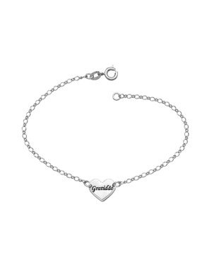 Pulseira AG c/ Coracao Liso "Gratidao" Borda Reticulada (Resina) - G3 - 12mm x 180mm - 1.74gr