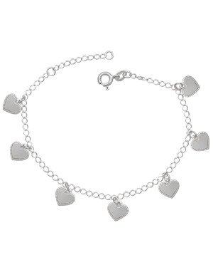 Pulseira AG c/ 7 Coracoes (18+2) - G3 - 8mm x 180mm - 3.61gr