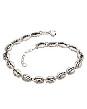 Pulseira AG (Envelhecida) c/ 18 Buzios 8mm Vaz (18+2cm) - G3 - 6mm x 200mm - 5.40gr