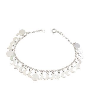 Pulseira AG Fases da Lua  - G3 - 6mm x 180mm - 6.07gr
