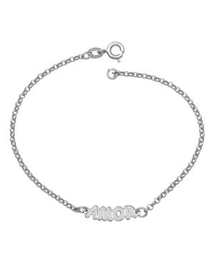 Pulseira AG Elo portugues Amor  Reticulado - G3 - 6mm x 180mm - 1.53gr