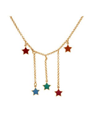Gargantilha (40+5) c/ 5 Estrelas Borda Torcida c/ Resina  - CS - 8mm x 450mm - 5.60gr