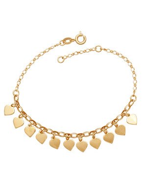 Pulseira (18+2) c/ 11 Coracoes Lisos  - CE - 6mm x 200mm - 4.00gr