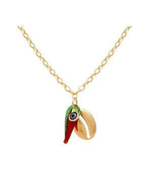 Pulseira (18+2) c/ Olho Grego Pimenta Buzio  - CE - 17mm x 200mm - 5.10gr