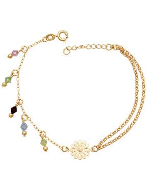 Pulseira  c/ Margarida Reticulada  5 Baloes Acrilicos - CS - 11mm x 200mm - 3.20gr