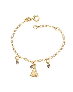 Pulseira c/ N. Sra. Aparecida 3 Pedras Stras - CS - 7mm x 140mm - 1.32gr