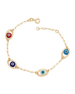Pulseira Corrente Cartie p/ 4 Olhos Grego Colorido - CS - 8mm x 200mm - 3.10gr