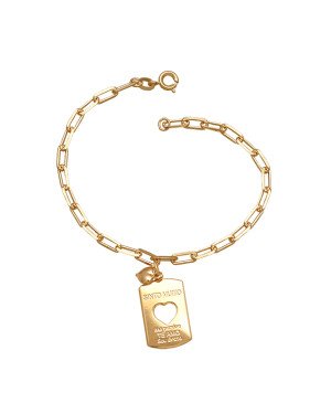 Pulseira Cartie c/ Coracao Duplo e Placa Sinto Muito - CE - 13mm x 180mm - 4.80gr