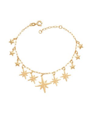 Pulseira p/ 6 Estrelas Diamantada 5 Estrelas Lisas  - CE - 18mm x 200mm - 3.60gr