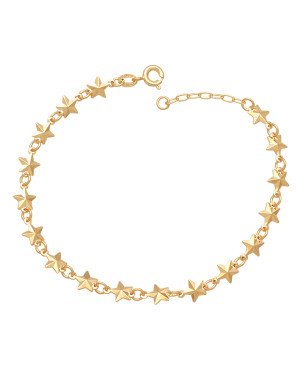 Pulseira c/ 17 Estrelas Diamantadas (18+2) - CE - 6mm x 200mm - 3.00gr
