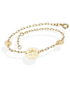 Pulseira c/ 3 Redondos c/ Estrelas  - CE - 15mm x 200mm - 2.90gr