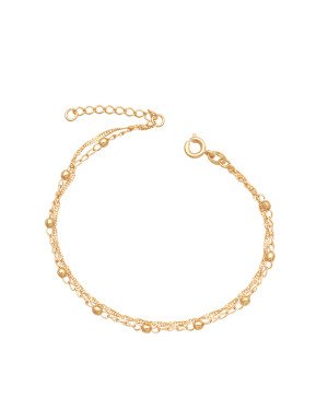 Pulseira Dupla c/ Bolinha 3mm (18+2) - CE - 3mm x 200mm - 1.75gr