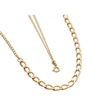 Choker c/ Corrente Grossa e Fina Dupla (35+5) - CE - 5mm x 400mm - 6.34gr