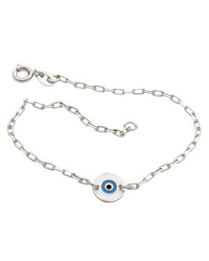 Pulseira AG Cartie p/ Olho Grego  (Branco/Azul/Preto) - G3 - 9mm x 180mm - 1.67gr