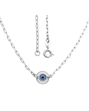 Choker AG Cartie p/ Olho Grego (Branco/Azul/Preto) - G3 - 9mm x 400mm - 2.83gr