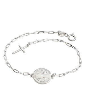 Pulseira AG Cartie c/ Sao Bento 15mm e Cruz Palito Ponta  - G3 - 15mm x 180mm - 3.26gr