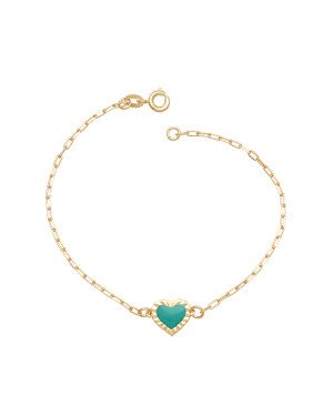 Pulseira Cartie c/ Coracao Borda Diamantada p/ Resina - CE - 10mm x 180mm - 1.70gr