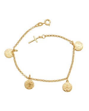 Pulseira c/ 4 Sao Bento 9mm 1 cruz - CE - 13mm x 180mm - 4.30gr