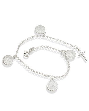 Pulseira AG c/ 4 Sao Bento 9mm 1 cruz - G3 - 13mm x 180mm - 3.98gr