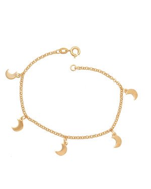 Pulseira c/ 5 Lua Lisa 6mm  - CE - 6mm x 180mm - 2.20gr