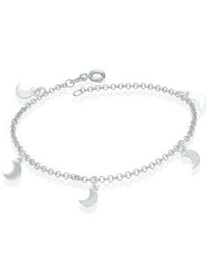 Pulseira Ag c/ 5 Lua Lisa 6mm  - G3 - 11mm x 180mm - 1.86gr