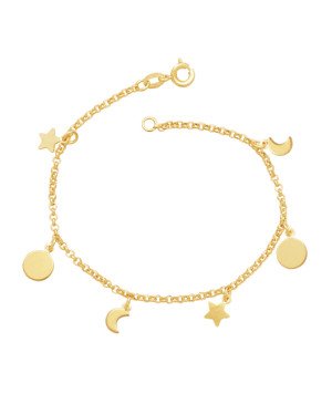 Pulseira c/ 2 Luas 2 Redondo 2 Estrelas - CE - 7mm x 180mm - 2.80gr