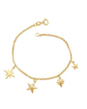 Pulseira c/4 Estrelas Diversas - CE - 18mm x 180mm - 2.47gr