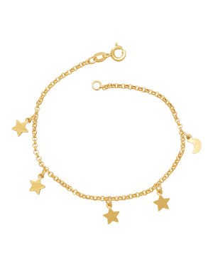 Pulseira c/ 1 Lua e 4 Estrelas  - CE - 11mm x 180mm - 2.20gr