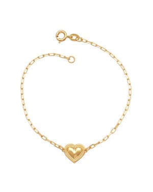 Pulseira Cartie c/ Coracao10mm Borda c/ Bolinha Meio Liso - CE - 10mm x 180mm - 1.50gr