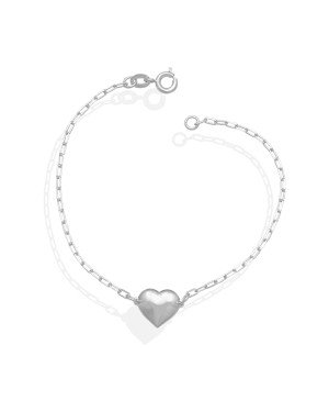 Pulseira Ag Cartie c/ Coracao 10mm Liso Abaulado - G3 - 10mm x 180mm - 1.80gr