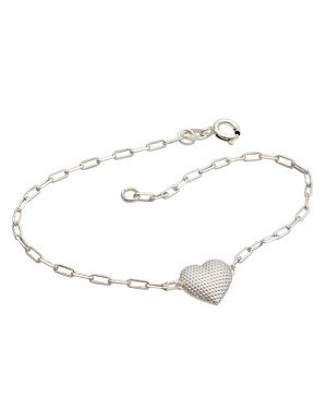 Pulseira Ag Cartie c/ Coracao10mm Estampado Bolinhas - G3 - 10mm x 180mm - 1.91gr