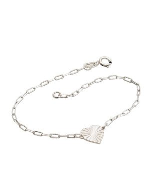 Pulseira AG Cartie c/ Coracao Diamantado - G3 - 10mm x 180mm - 1.86gr