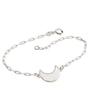 Pulseira Ag c/ Lua 15mm Lisa  - G3 - 7mm x 180mm - 2.05gr