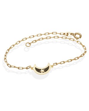 Pulseira Cartie Lua Borda c/ Bolinhas Estrela No Meio (Resina) - CE - 7mm x 180mm - 1.80gr